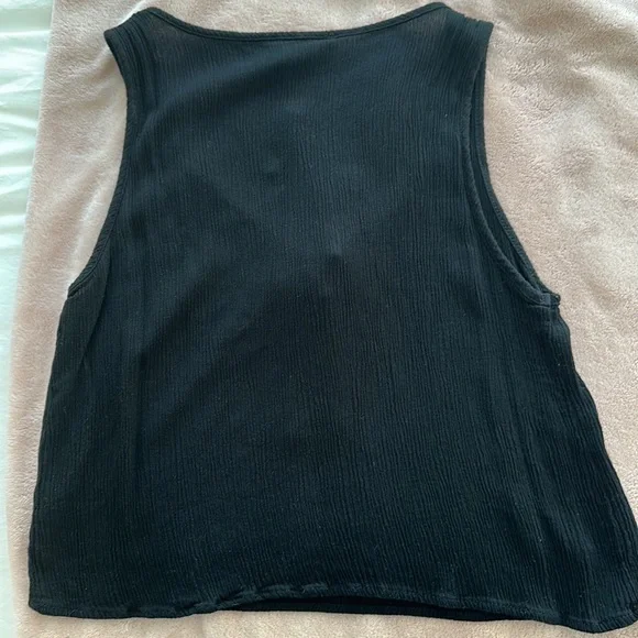 3 for $30 - EUC Black forever 21 crepe lace up tank top - Picture 4 of 5